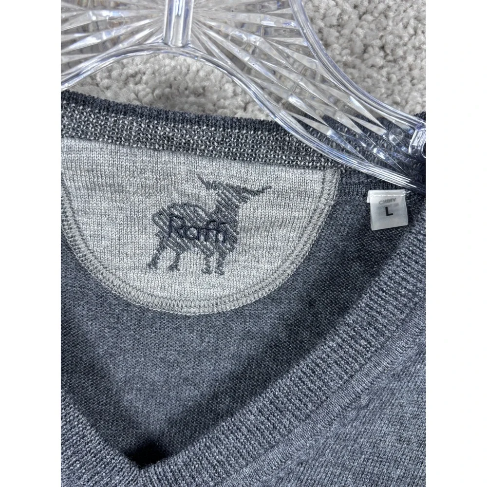 Raffi Mens 100%‎ Extra Fine Merino Wool V-Neck Sweater Vest Charcoal Gray Size L